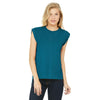 BELLA+CANVAS Women's Heather Deep Teal Flowy Muscle Tee With Rolled Cuffs