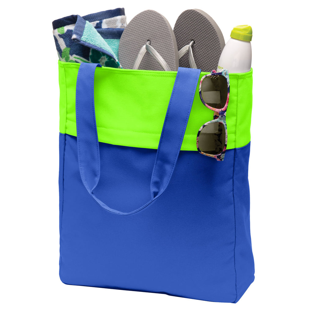 Port Authority Shock Blue/ Neon Green Colorblock Tote