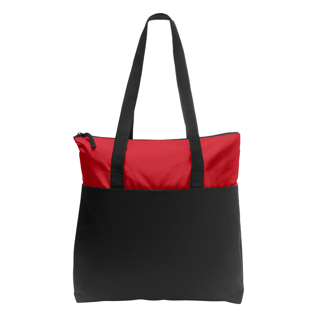 Port Authority Zip-Top Red/Black Convention Tote