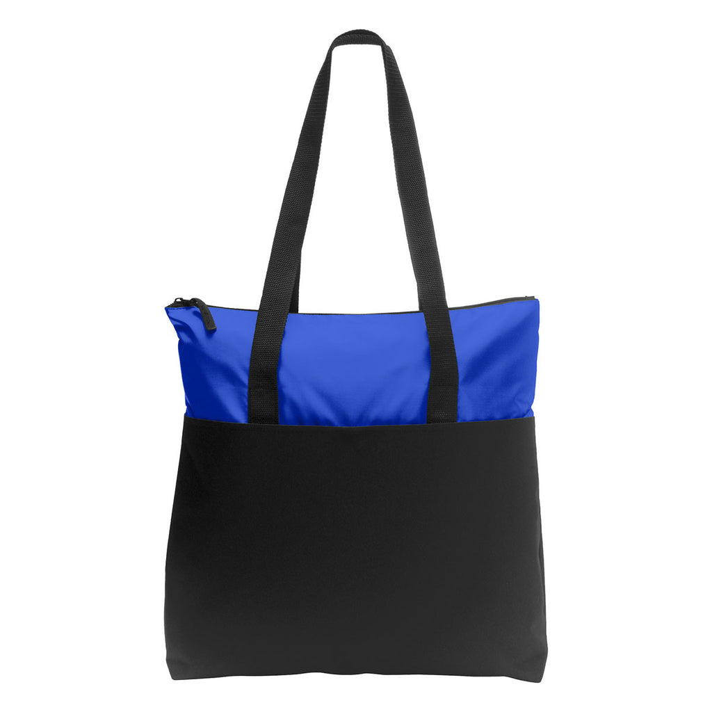 Port Authority Zip-Top Royal/Black Convention Tote