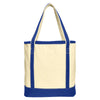 Port Authority Natural/True Royal Large Cotton Canvas Boat Tote