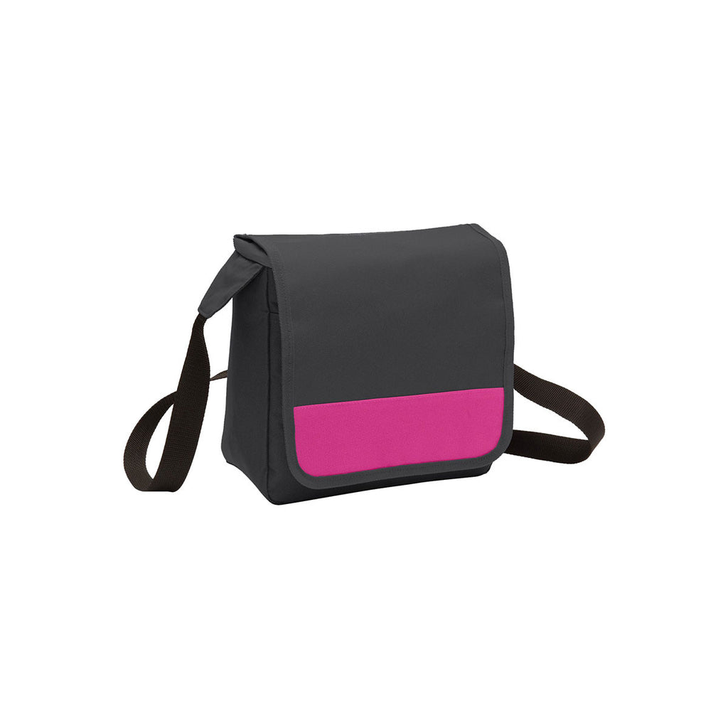 Port Authority Dark Charcoal/Tropical Pink Lunch Cooler Messenger