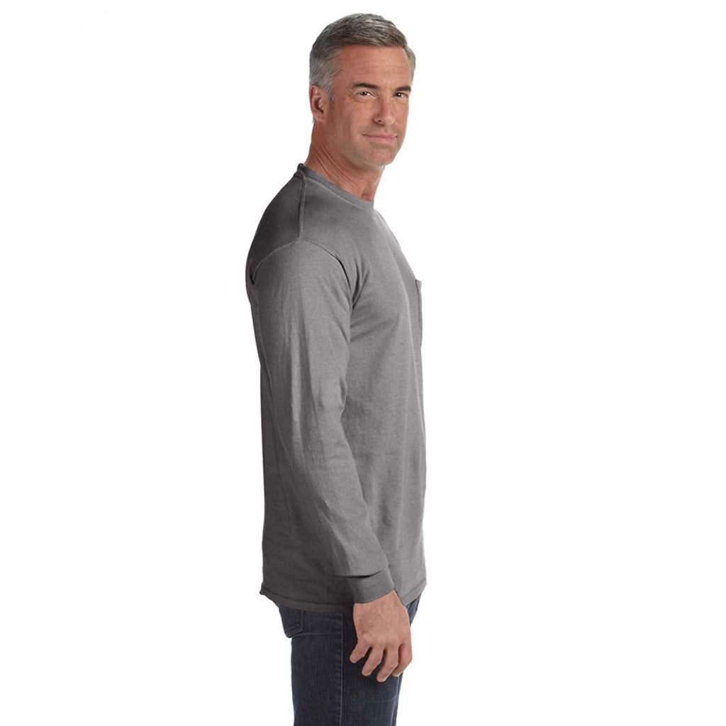 Comfort Colors Men's Grey 6.1 Oz. Long-Sleeve Pocket T-Shirt