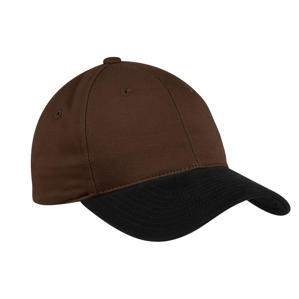 Port Authority Brown/Black Two-Tone Brushed Twill Cap