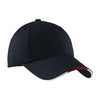 Port Authority Classic Navy/Red/White Sandwich Bill Cap with Striped Closure