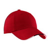 Port Authority Red/Classic Navy/White Sandwich Bill Cap with Striped Closure