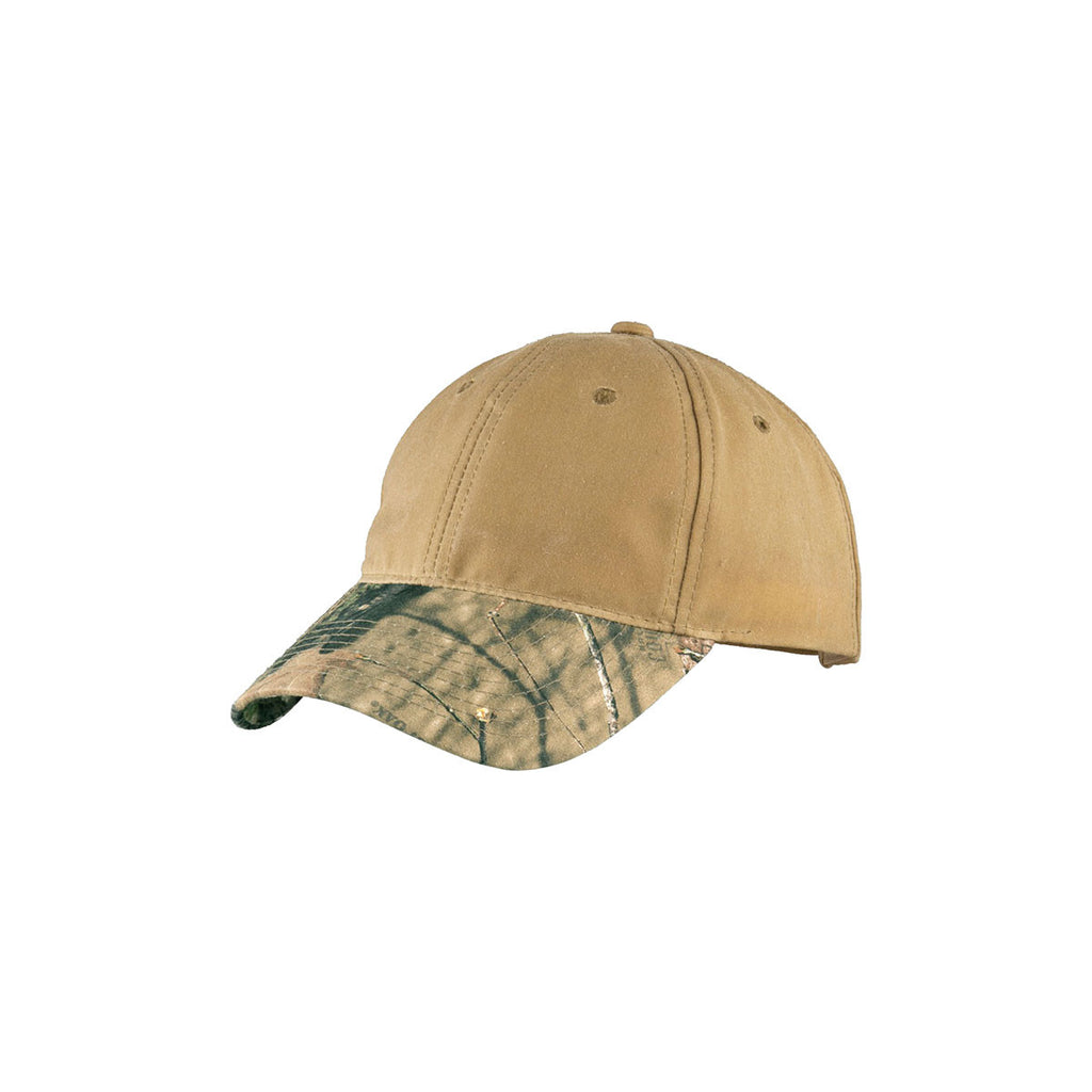 Port Authority Tan|Mossy Oak Break-Up Country Pro Camouflage Series Cotton Waxed Cap with Camouflage Brim