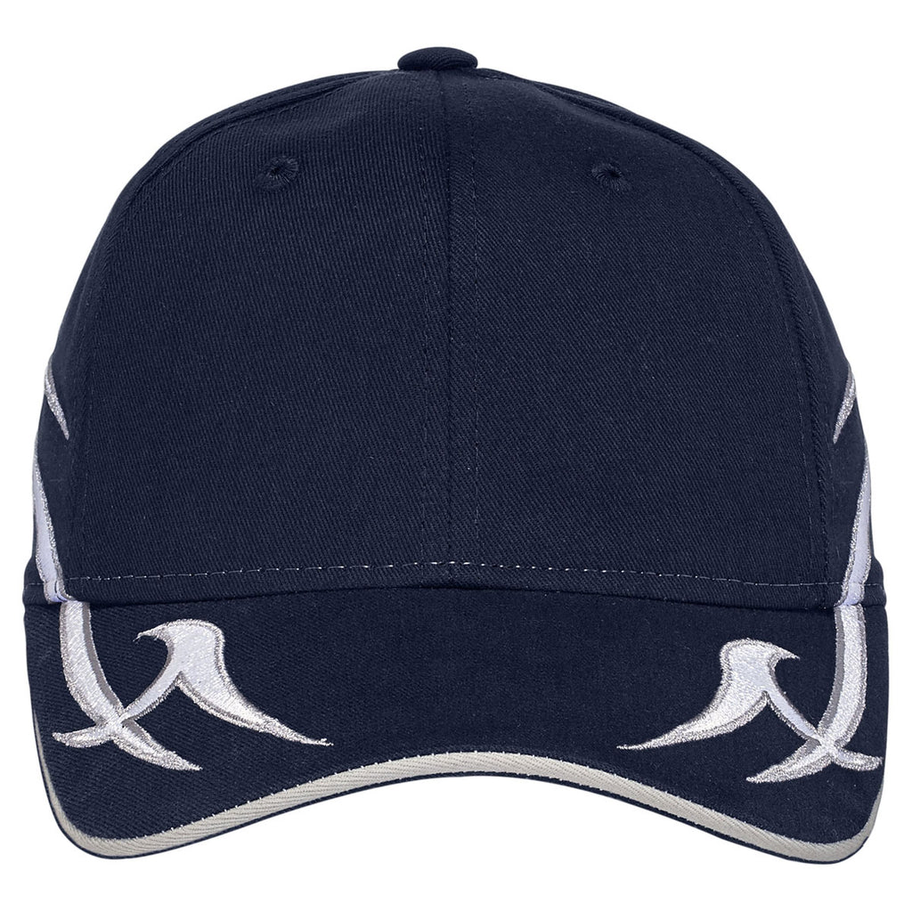 Port Authority Navy/Silver Racing Cap with Sickle Flames