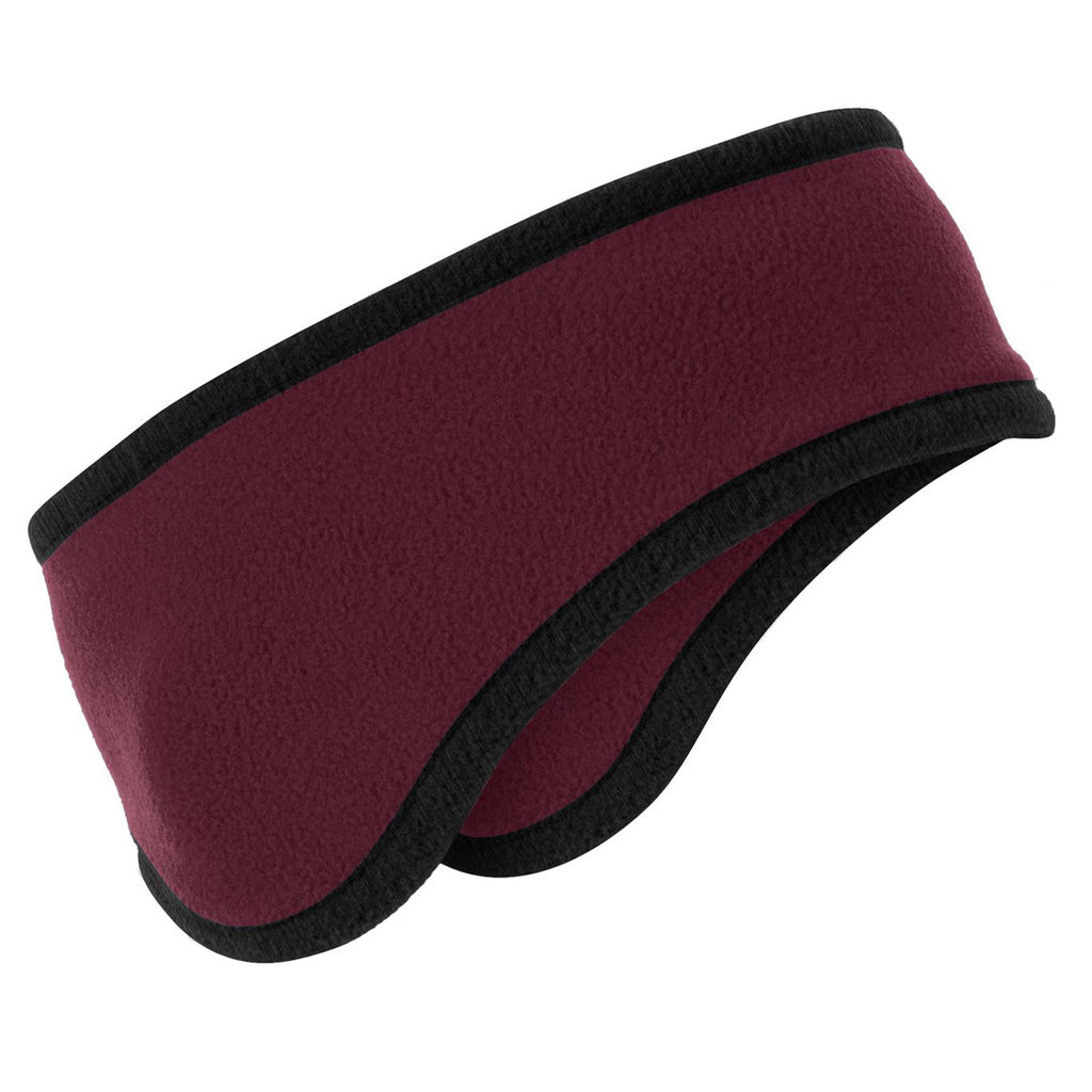 Port Authority Maroon Two-Color Fleece Headband