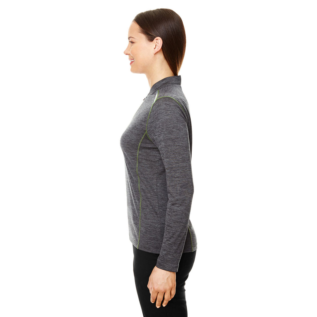 Core 365 Women's Carbon Heather/Acid Green Kinetic Performance Quarter Zip