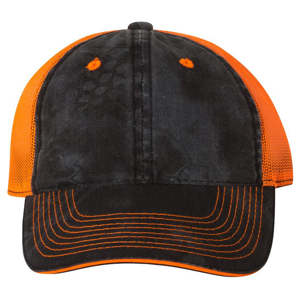 Outdoor Cap Kryptek Typhon/Neon Orange Washed Brushed Mesh Cap