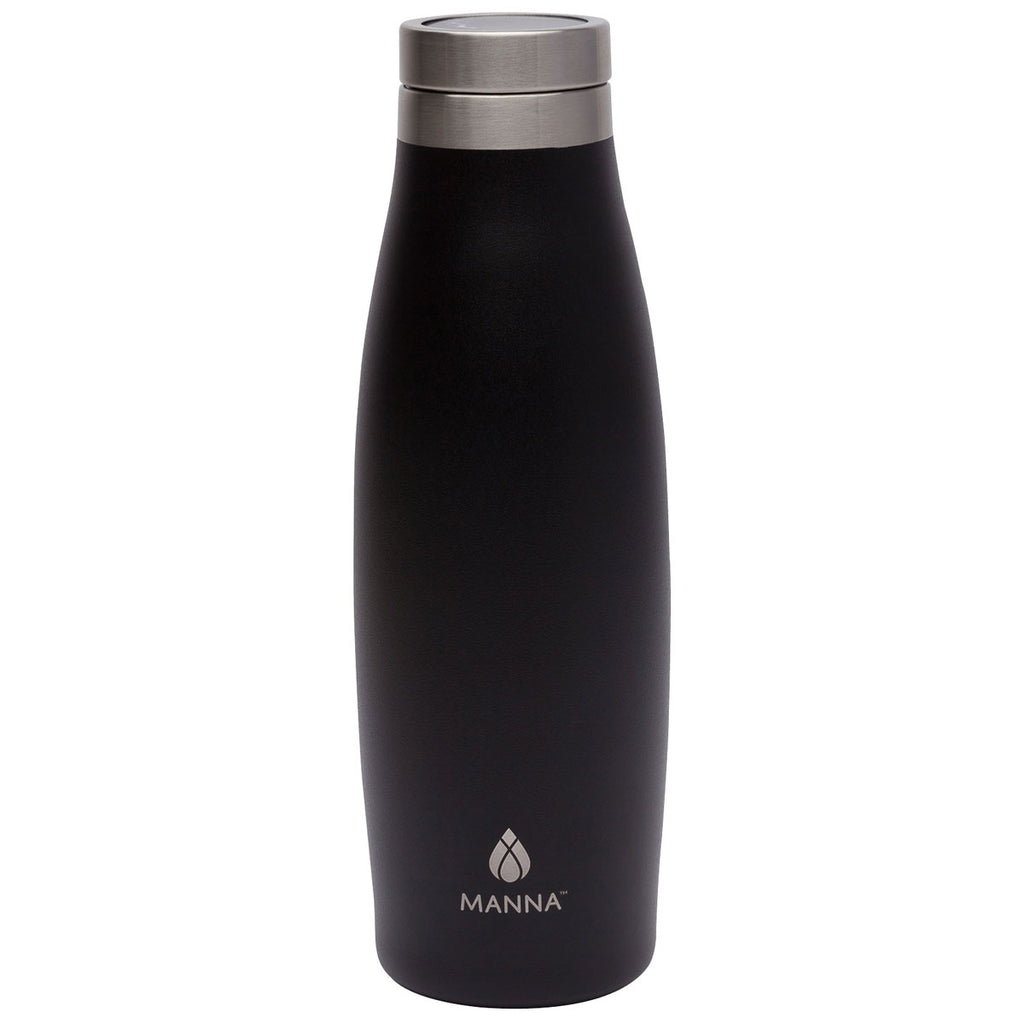 Manna Black 18 oz. Oasis Stainless Steel Water Bottle with Marble Lid
