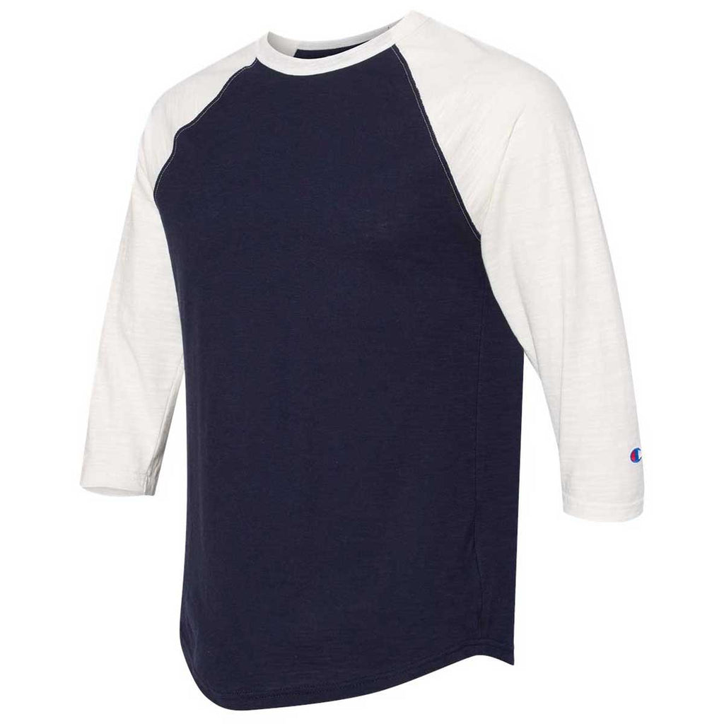 Champion Men's Navy/Chalk White Premium Fashion Baseball T-Shirt