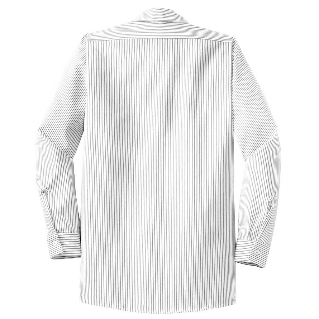 Red Kap Men's Grey/White Long Sleeve Striped Industrial Work Shirt