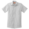Red Kap Men's Tall Grey/White Short Sleeve Striped Industrial Work Shirt