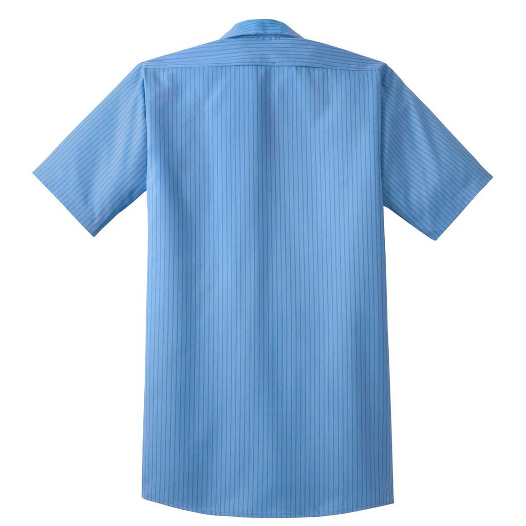 Red Kap Men's Tall Petrol Blue/Navy Short Sleeve Striped Industrial Work Shirt
