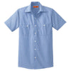 Red Kap Men's Blue/White Short Sleeve Striped Industrial Work Shirt