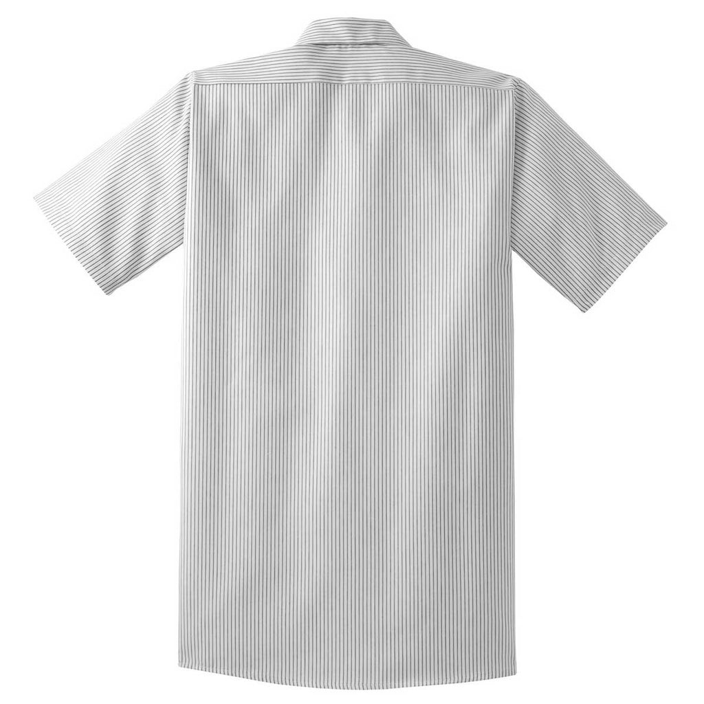 Red Kap Men's Grey/White Short Sleeve Striped Industrial Work Shirt