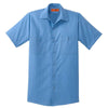 Red Kap Men's Petrol Blue/Navy Short Sleeve Striped Industrial Work Shirt