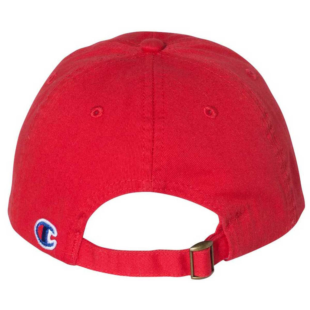 Champion Bright Red Scarlet Washed Twill Dad Cap