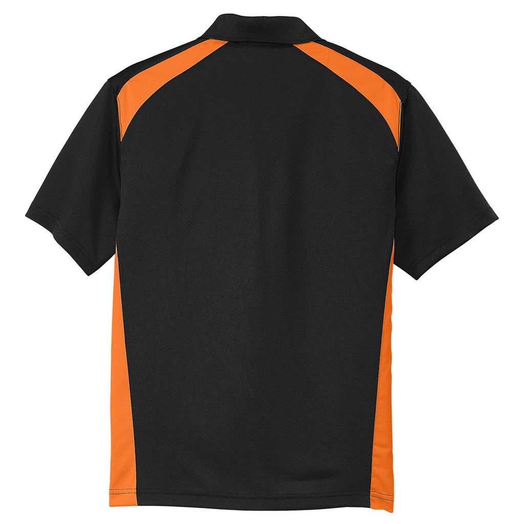 CornerStone Men's Black/Shock Orange Select Snag-Proof Two Way Colorblock Pocket Polo