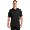 CornerStone Men's Black/Charcoal Select Snag-Proof Two Way Colorblock Pocket Polo