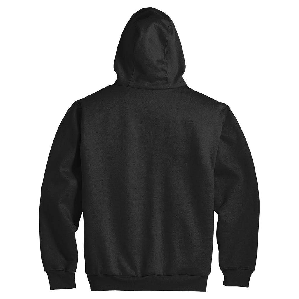 CornerStone Men's Black Heavyweight Full-Zip Hooded Sweatshirt with Thermal Lining