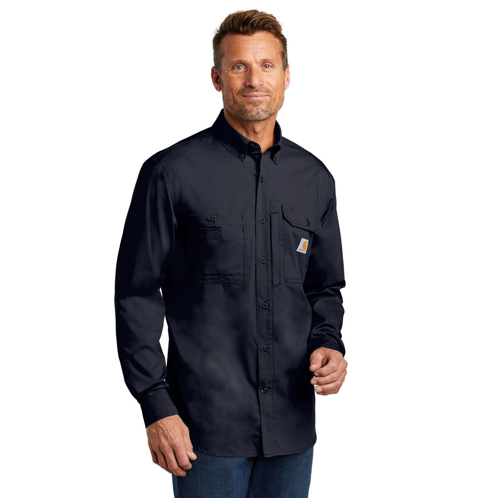 Carhartt Men's Navy Force Ridgefield Solid Long Sleeve Shirt