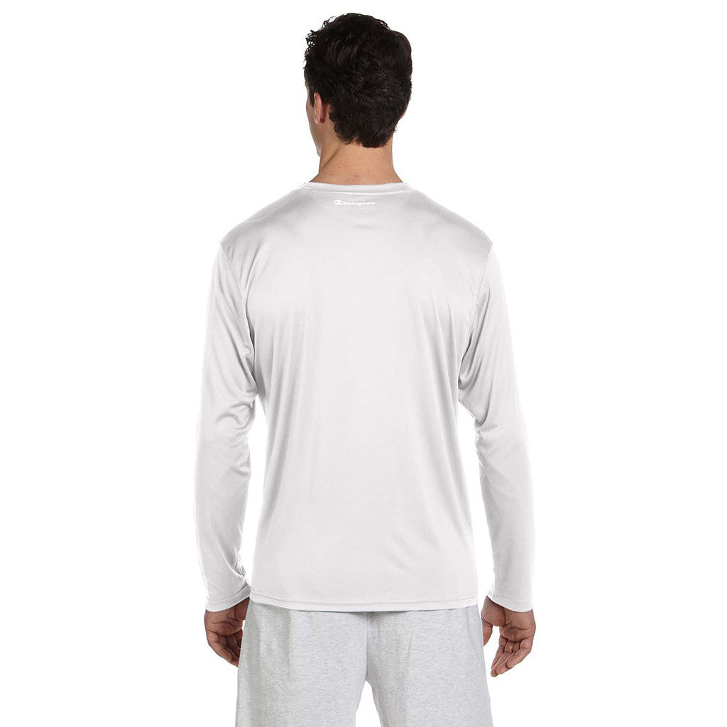 Champion Men's Double Dry White L/S Performance T-Shirt