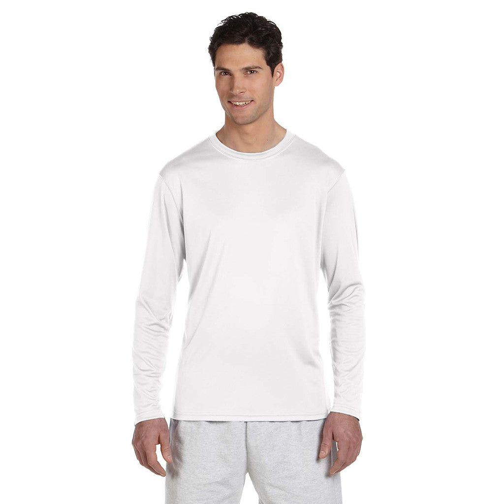 Champion Men's Double Dry White L/S Performance T-Shirt