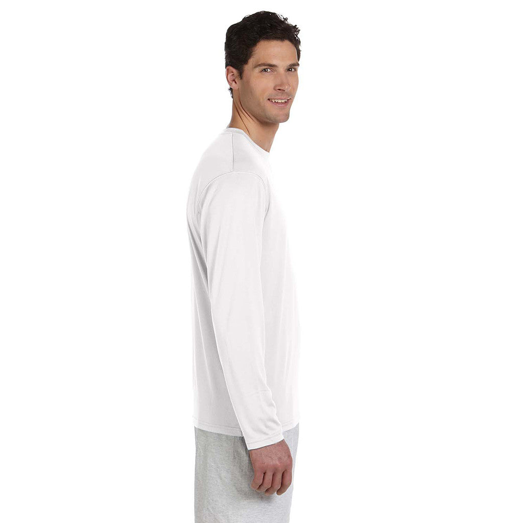 Champion Men's Double Dry White L/S Performance T-Shirt