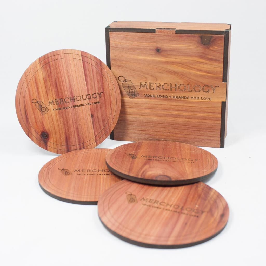 Woodchuck USA Cedar Set of 4 Wood Coaster Set