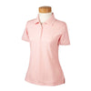 Devon & Jones Women's Pink/White Pima Pique Short-Sleeve Tipped Polo