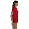 Devon & Jones Women's Red/White Pima Pique Short-Sleeve Tipped Polo