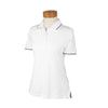 Devon & Jones Women's White/Navy Pima Pique Short-Sleeve Tipped Polo