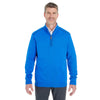 Devon & Jones Men's French Blue/Navy Manchester Fully-Fashioned Quarter-zip Sweater