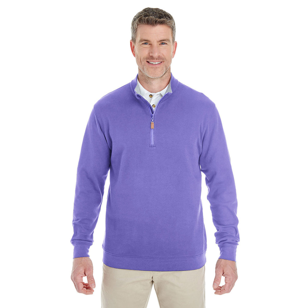 Devon & Jones Men's Grey Purple/Grey Heather/Grey Purple Drytec 20 Performance Quarter-zip