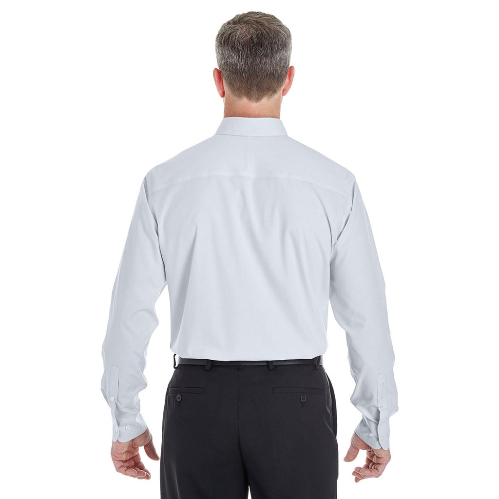 Devon & Jones Men's Silver/White Crown Collection Striped Shirt