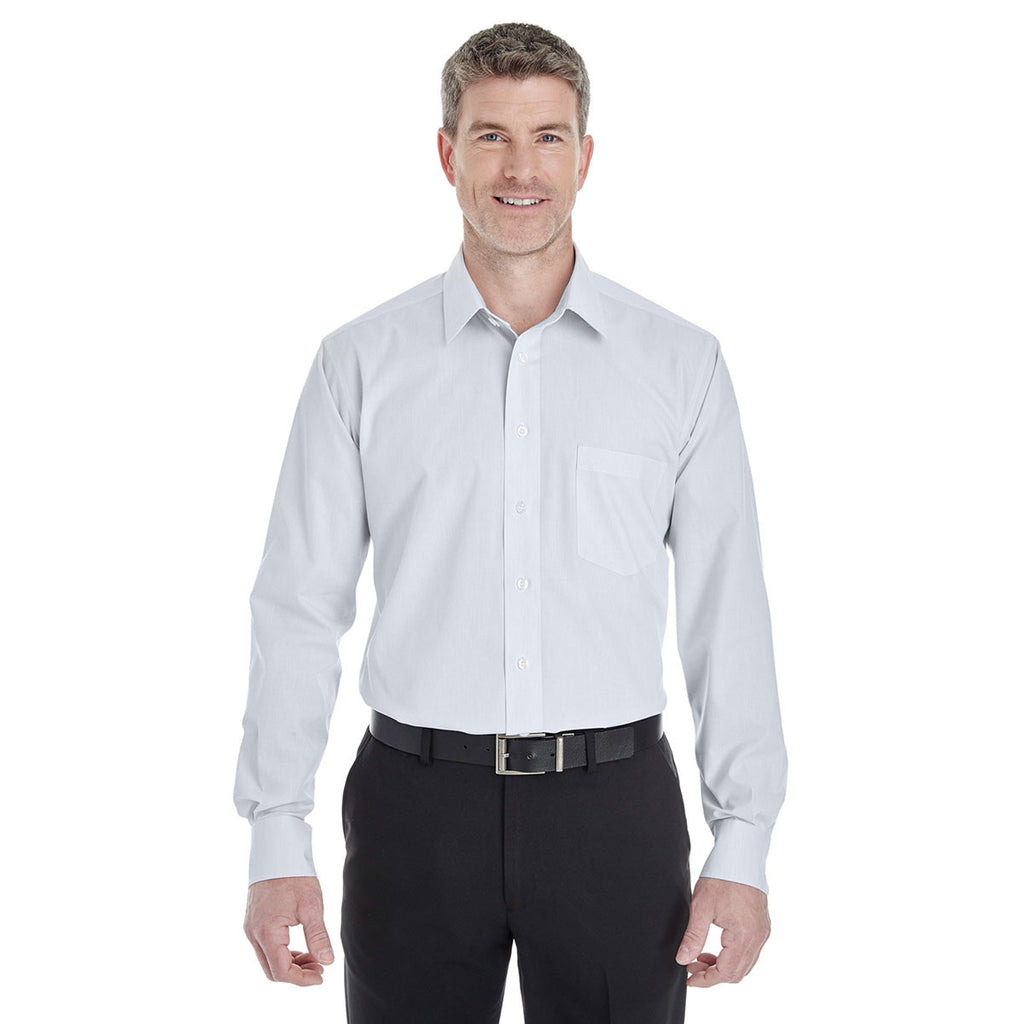 Devon & Jones Men's Silver/White Crown Collection Striped Shirt