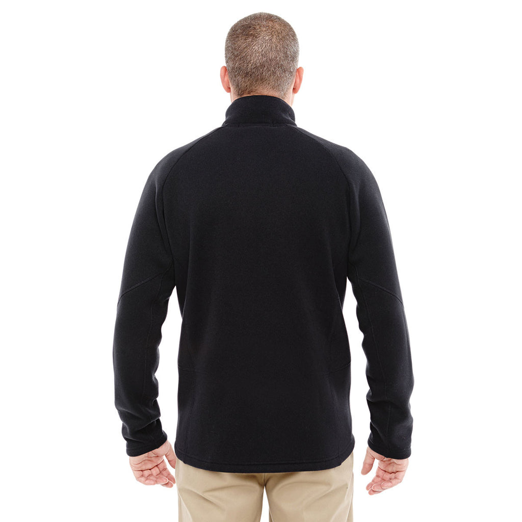 Devon & Jones Men's Black Bristol Sweater Fleece Quarter-Zip
