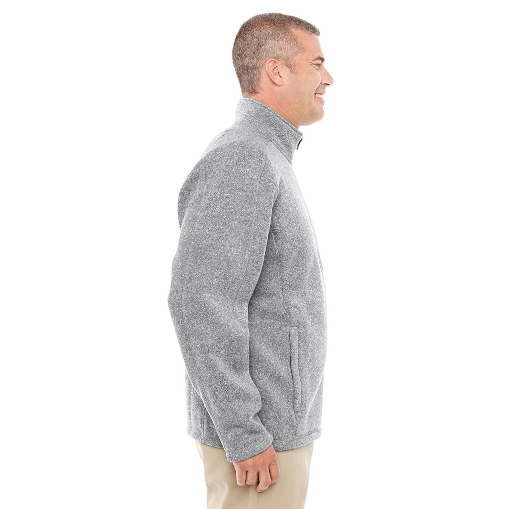 Devon & Jones Men's Grey Heather Bristol Full-Zip Sweater Fleece Jacket