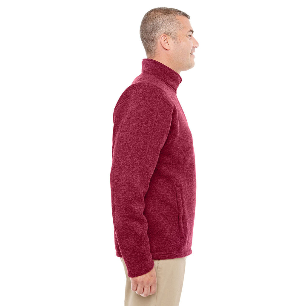Devon & Jones Men's Red Heather Bristol Full-Zip Sweater Fleece Jacket