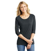 District Made Women's Charcoal Heather Tri-Blend Lace 3/4-Sleeve Tee