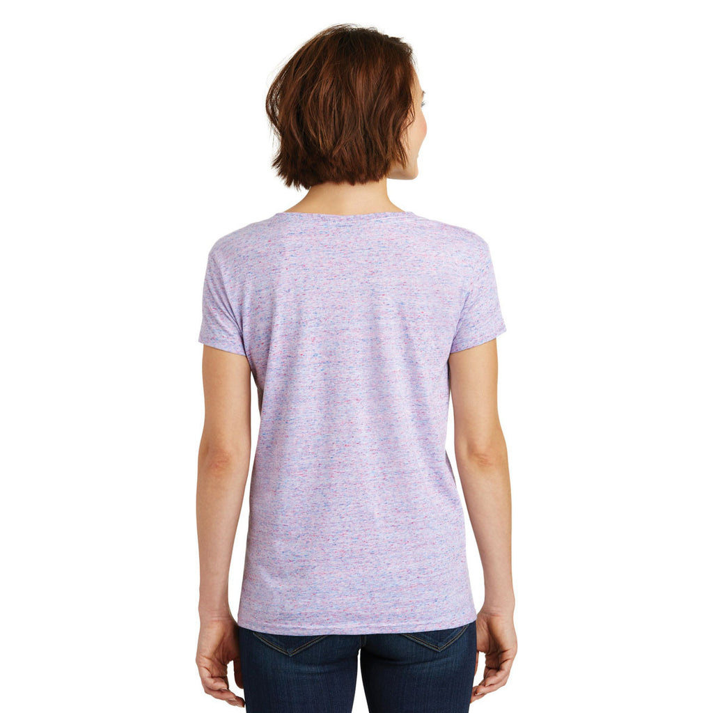 District Women's White/Pink Cosmic Cosmic Relaxed V-Neck Tee