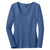 District Made Women's Denim Blue Textured Long Sleeve V-Neck with Button Detail