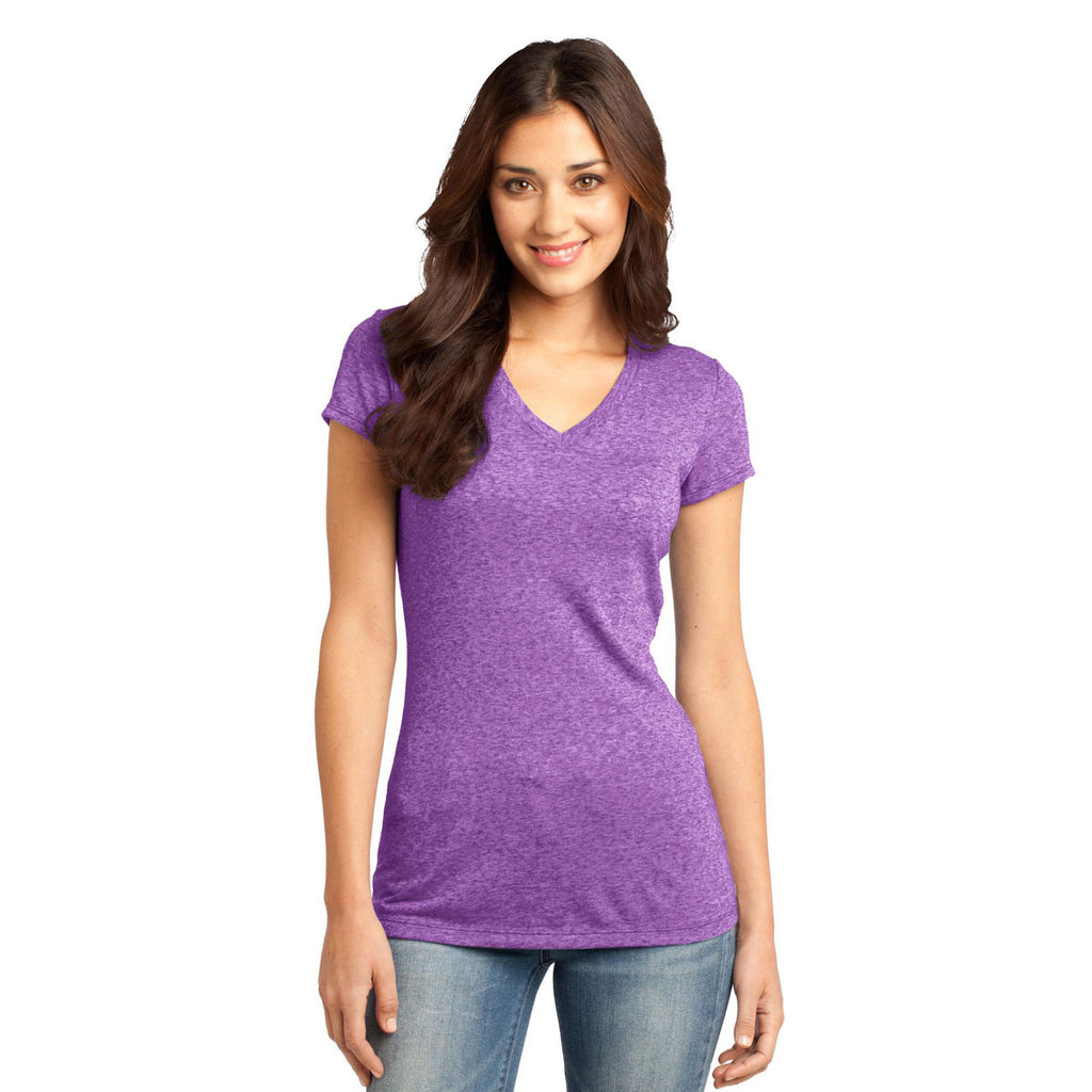 District Women's Purple Orchid Microburn V-Neck Tee