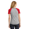 District Women's New Red/Light Heather Grey Mesh Sleeve V-Neck Tee