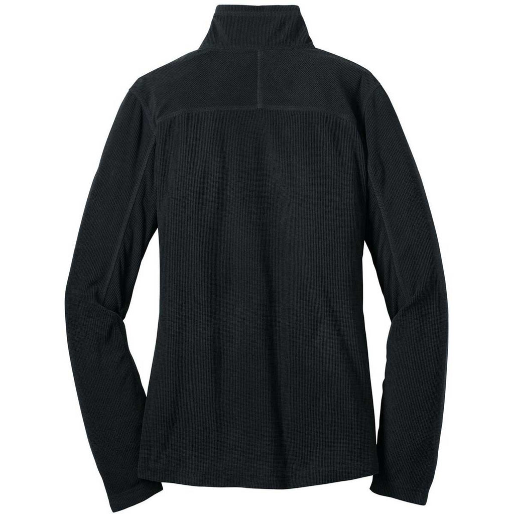 Eddie Bauer Women's Black Quarter-Zip Grid Fleece Pullover