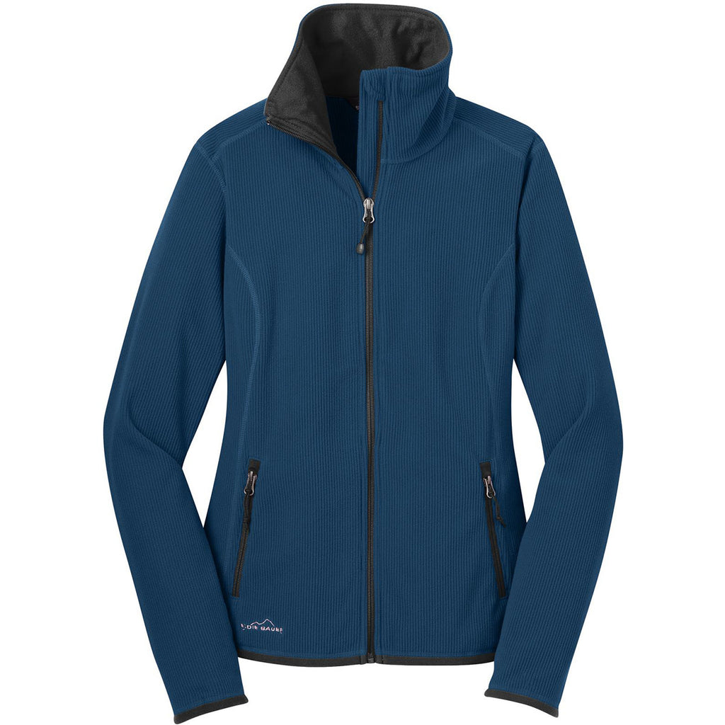 Eddie Bauer Women's Deep Sea Blue Full-Zip Vertical Fleece Jacket