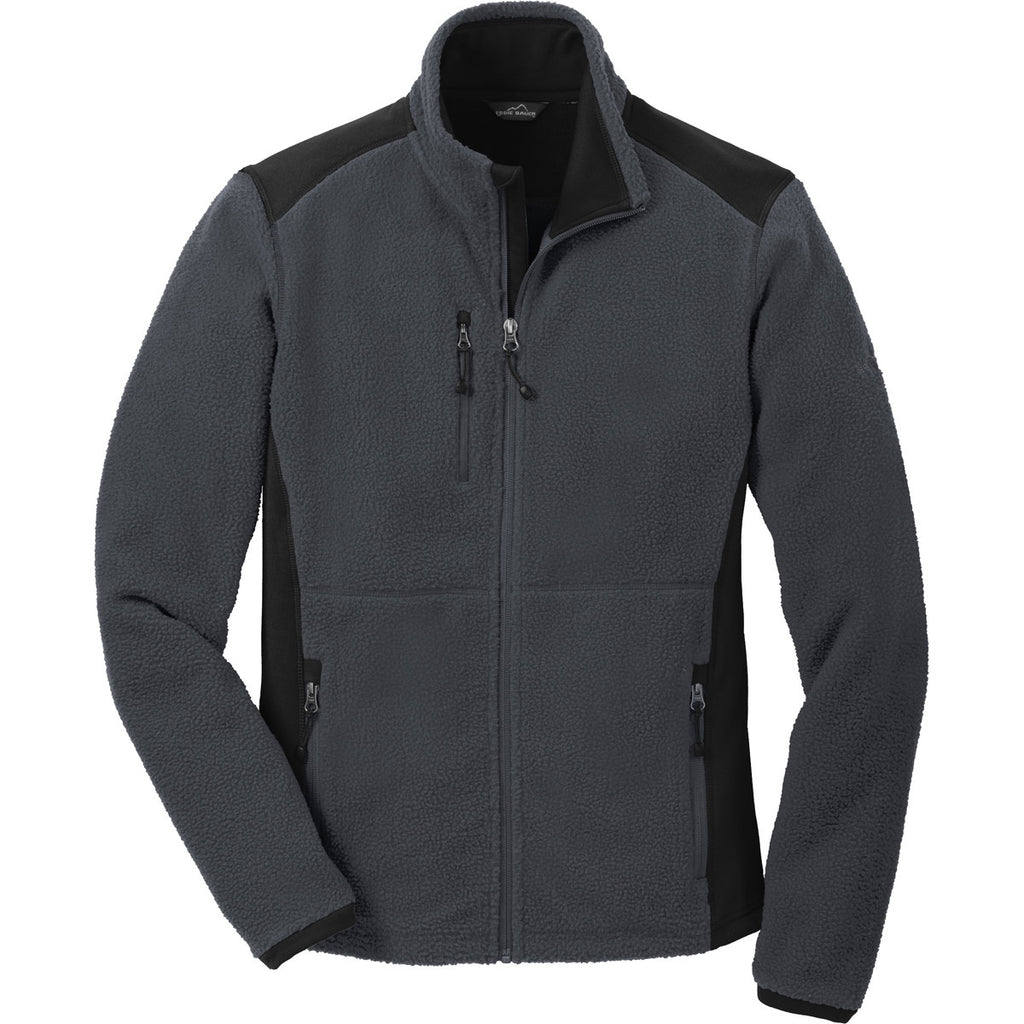 Eddie Bauer Men's Grey Steel/Black Full-Zip Sherpa Fleece Jacket